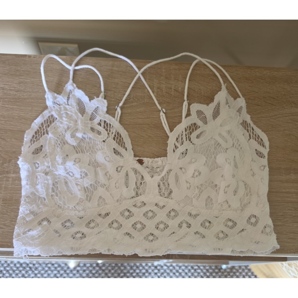 FREE PEOPLE Adella White Bralette Bra SIZE M/L - Picture 4 of 14
